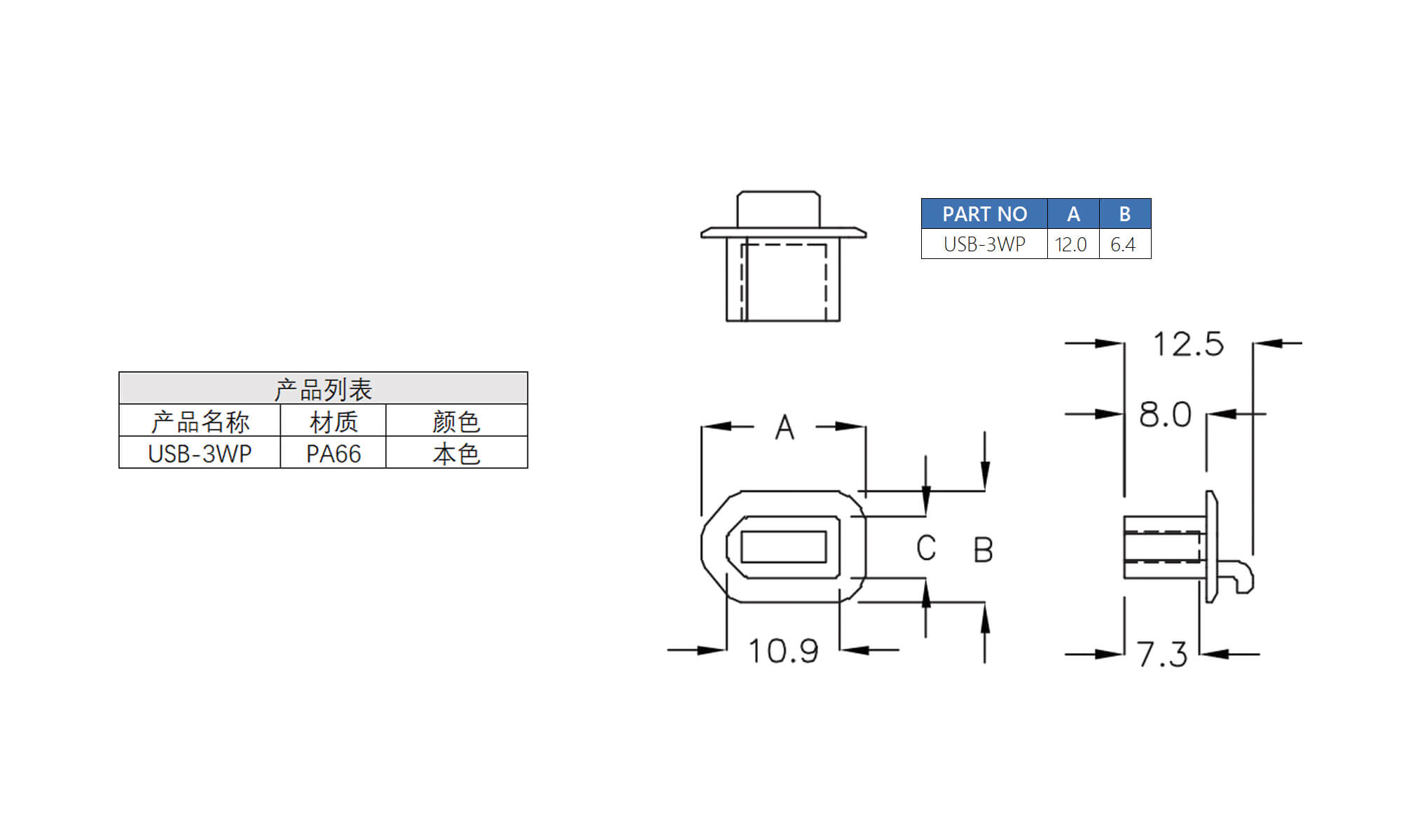 插头盒 USB-3WP